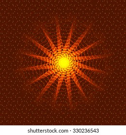 Abstract bright star on dot background, vector design element. 