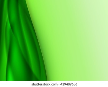 Abstract bright summer background with green wavy vertical lines to the left of the picture, vector illustration