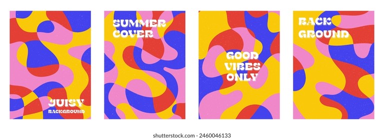 Abstractas ilustración de verano brillante. Diseño de arte abstracto moderno con Formas líquidas con efecto superpuesto. Plantillas para la celebración, anuncios, marca, Anuncio, portada, etiqueta, cartel, ventas