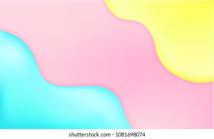 Abstract and bright summer realistic liquid background with stylish gradient colors. Colorful flow shapes composition. Trendy gradients colors. Eps10 vector.