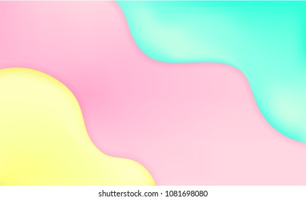 Abstract and bright summer realistic liquid background with stylish gradient colors. Colorful flow shapes composition. Trendy gradients colors. Eps10 vector.