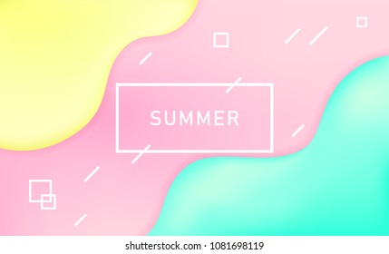 Abstract and bright summer realistic liquid background with stylish gradient colors. Colorful flow shapes composition. Trendy gradients colors. Eps10 vector.