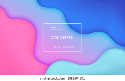 Abstract and bright summer realistic liquid background with stylish smooth gradient colors. Colorful flow wave shapes composition. Trendy futuristic wavy backdrop. Eps10 editable vector.