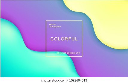Abstract and bright summer realistic liquid background with stylish smooth gradient colors. Colorful flow wave shapes composition. Trendy futuristic wavy backdrop. Eps10 editable vector.