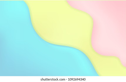 Abstract and bright summer realistic liquid background with stylish smooth gradient colors. Colorful flow wave shapes composition. Trendy futuristic wavy backdrop. Eps10 editable vector.