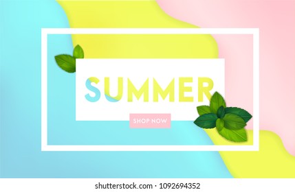 Abstract and bright summer realistic liquid background with stylish smooth gradient colors. Colorful flow wave shapes composition. Trendy futuristic wavy backdrop. Eps10 editable vector.