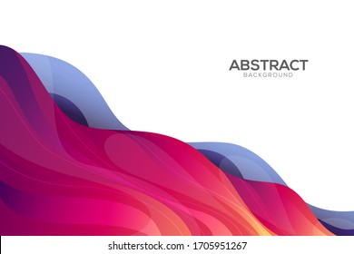 Abstract and bright summer realistic liquid background with stylish smooth gradient colors. Colorful flow wave shapes composition. Trendy futuristic wavy backdrop. Eps10 editable vector.