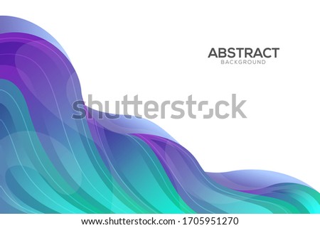Abstract and bright summer realistic liquid background with stylish smooth gradient colors. Colorful flow wave shapes composition. Trendy futuristic wavy backdrop. Eps10 editable vector.
