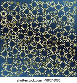 abstract bright suns on dark blue background vector illustration