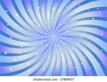 Abstract bright swirl background in blue color with lights. Vector illustration.