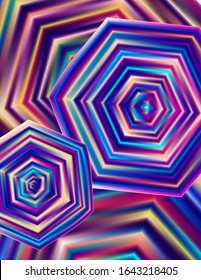 Abstract Bright Technicolor Background With Colorful Hexagons. Vertical Vector Graphic Pattern