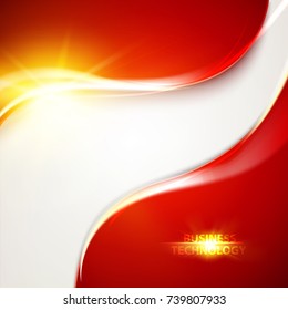 Abstract bright template with color waves and white text place. Vector illustration.