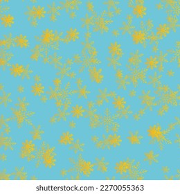 Abstract Bright Texture. Yellow Seamless Art. Golden Vector Dot. Retro Flake Background. Random Snow Color. Falling Cute Splash. Blue Splatter Dot. Abstract Fashion Dot Explosion. Flying Flake Spot