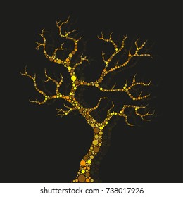abstract bright tree of molecules on a dark background.