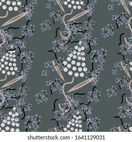 Abstract bright trendy floral pattern for fabric or paper, vector seamless pattern.