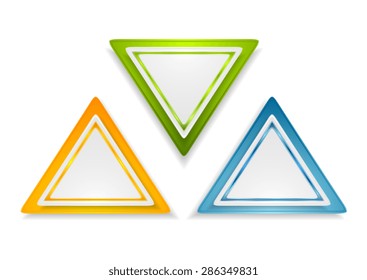 Abstract bright triangle stickers. Vector corporate design