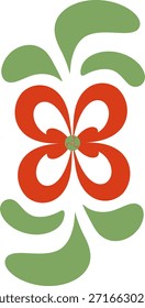 Abstract bright vector flower and leaves.