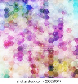 Abstract bright vector illustration with hexagones. Star and space theme