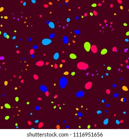 Abstract bright vector with imitation festive petals on eggplant background for children. For the design of fabrics and paper in summer and floral style.