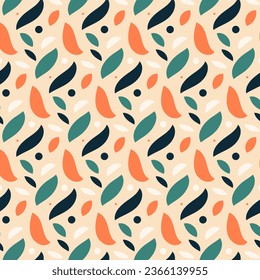 Abstract bright vector seamless pattern in warm colors in the style of the 70s.