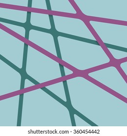 Abstract bright violet and dark turquoise colors stripes cross on light backdrop. Vivid layout 3d effect pattern thick lines. Simple modern template with grid tapes elements on different levels layers