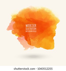 Abstract bright watercolor blob on white background. The color splashing in the paper. Hand drawn. Vector illustration.