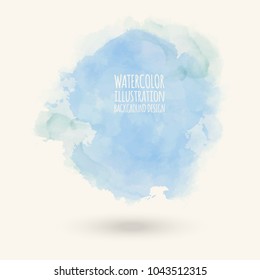 Abstract bright watercolor blob on white background. The color splashing in the paper. Hand drawn. Vector illustration.