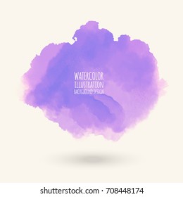 Abstract bright watercolor blob on white background. The color splashing in the paper. Hand drawn. Vector illustration.