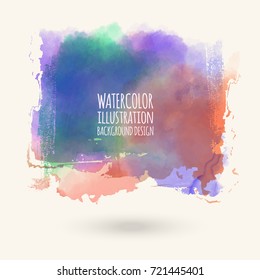 Abstract bright watercolor blob on white background. The color splashing in the paper. Hand drawn. Vector illustration.