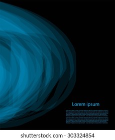 Abstract bright waves with text on black background