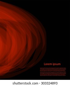 Abstract bright waves with text on black background