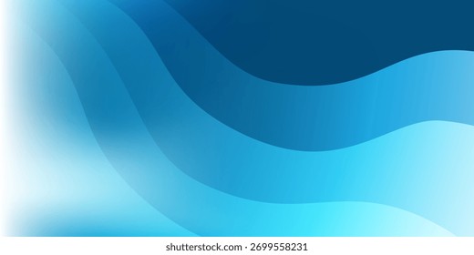 Fundo ondulado brilhante abstrato com ondulado translúcido, formas curvas, cores de gradiente suave em azul e branco. Design moderno fluido, perfeito para arte digital, apresentações ou decoração contemporânea.