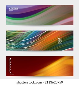 Abstract bright wavy banner. Colorful fluid waves of blurred motion light effect. Futuristic technology computer data communication concept. Neon ray shimmering texture.