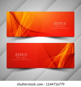 Abstract bright wavy elegant banners set