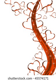 Abstract bright wavy tree with hearts and copyspace for your text
