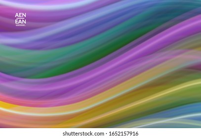 Abstract bright wavy wallpaper. Colorful fluid waves of blurred motion light effect. Futuristic technology computer data communication concept. Neon ray shimmering texture.
