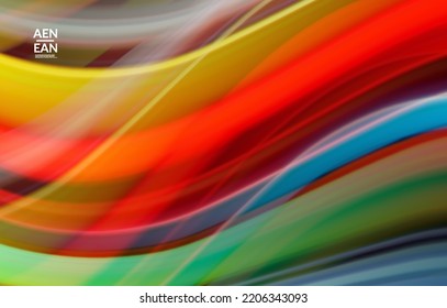 Abstract bright wavy wallpaper. Colorful fluid waves of blurred motion light effect. Futuristic technology computer data communication concept. Neon ray shimmering texture.