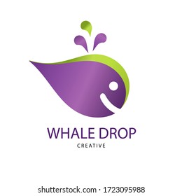 Abstract Bright whale drop sign. Design modern logos water for Business. Vector logotype isolated on white background.