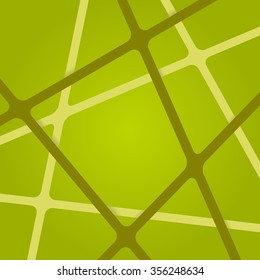 Abstract bright yellow and dark green colors stripes cross on light backdrop. Vivid layout 3d effect pattern thick lines. Simple modern template with grid tapes elements on different levels layers.