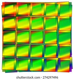 Abstract bright yellow green background with transparent squares