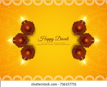 Abstract bright yellow Happy Diwali background