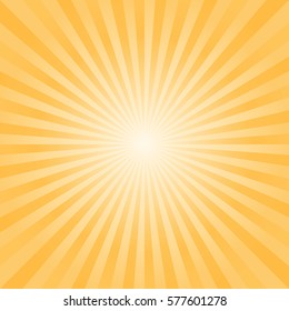 Abstract bright Yellow Orange rays background. Vector.