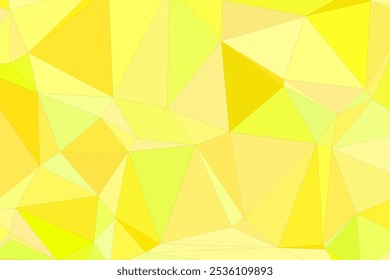 Abstrakter hellgelber polygonaler Low-Poly-Hintergrund mit geometrischem Dreiecksmuster für digitale Kunstprojekte.