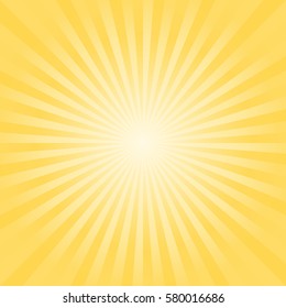 Abstract bright Yellow rays background. Vector.