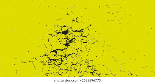 Abstract Bright Yellow Scratch Grunge Texture In Black Background