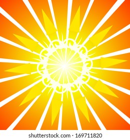 Abstract bright yellow sun. Vector