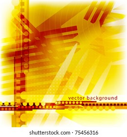 Abstract bright yellow techno layout with stripes. Vector