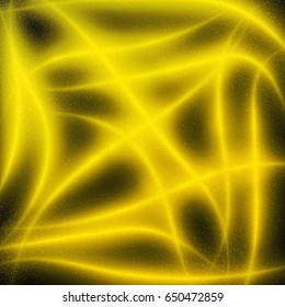 Abstract Brightly Golden Shiny Waves, Glittering Concept Elements on a Black  Background. Trendy Lines of Gold. Template with Effects for Banner, Card, Poster, Print. Vector Illustrations Design.