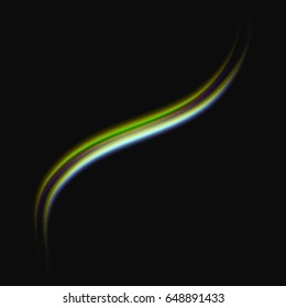Abstract Brightly Multicolor Waves, Glittering Concept Elements on a Black  Background. Trendy Gold Abstractness. Template with Effects for Banner, Card, Logo, Poster. Vector Illustrations Design.
