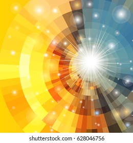 Abstract brightly vector sunrise circle technology background